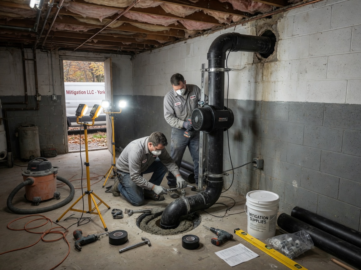 Radon Mitigation System Installation in York, PA